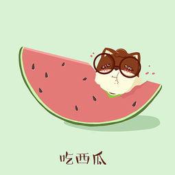 夏日吃瓜插画头像,跟随插画头像感受清凉一夏